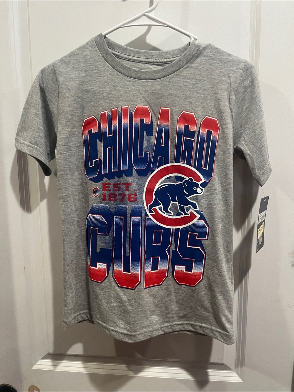 MLB Chicago Cubs Gray Tee with Red and Blue Graphic